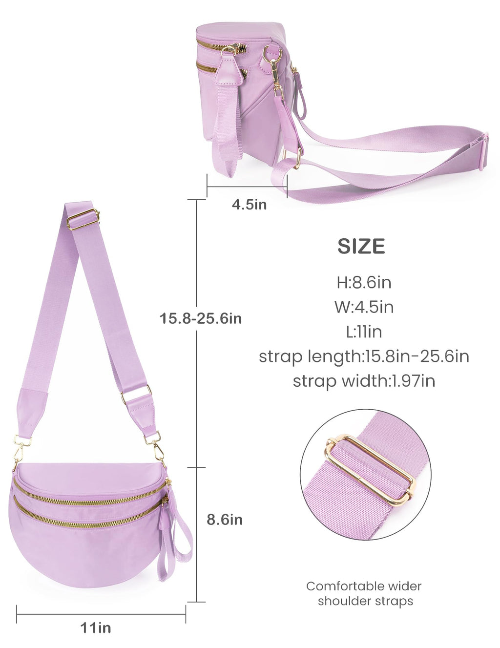 FEIBOON Spacious Nylon Crossbody Bag Bum Bag Handbags Wallets Purses Trendy Shoulder Bag for Women