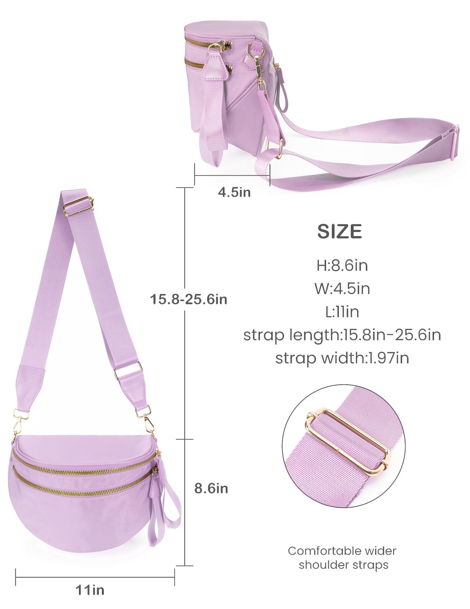 FEIBOON Spacious Nylon Crossbody Bag Bum Bag Handbags Wallets Purses Trendy Shoulder Bag for Women