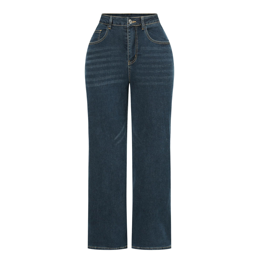 THUNDER STAR Womens High Waisted Wide Leg Jeans Stretchy Distressed Denim Pants