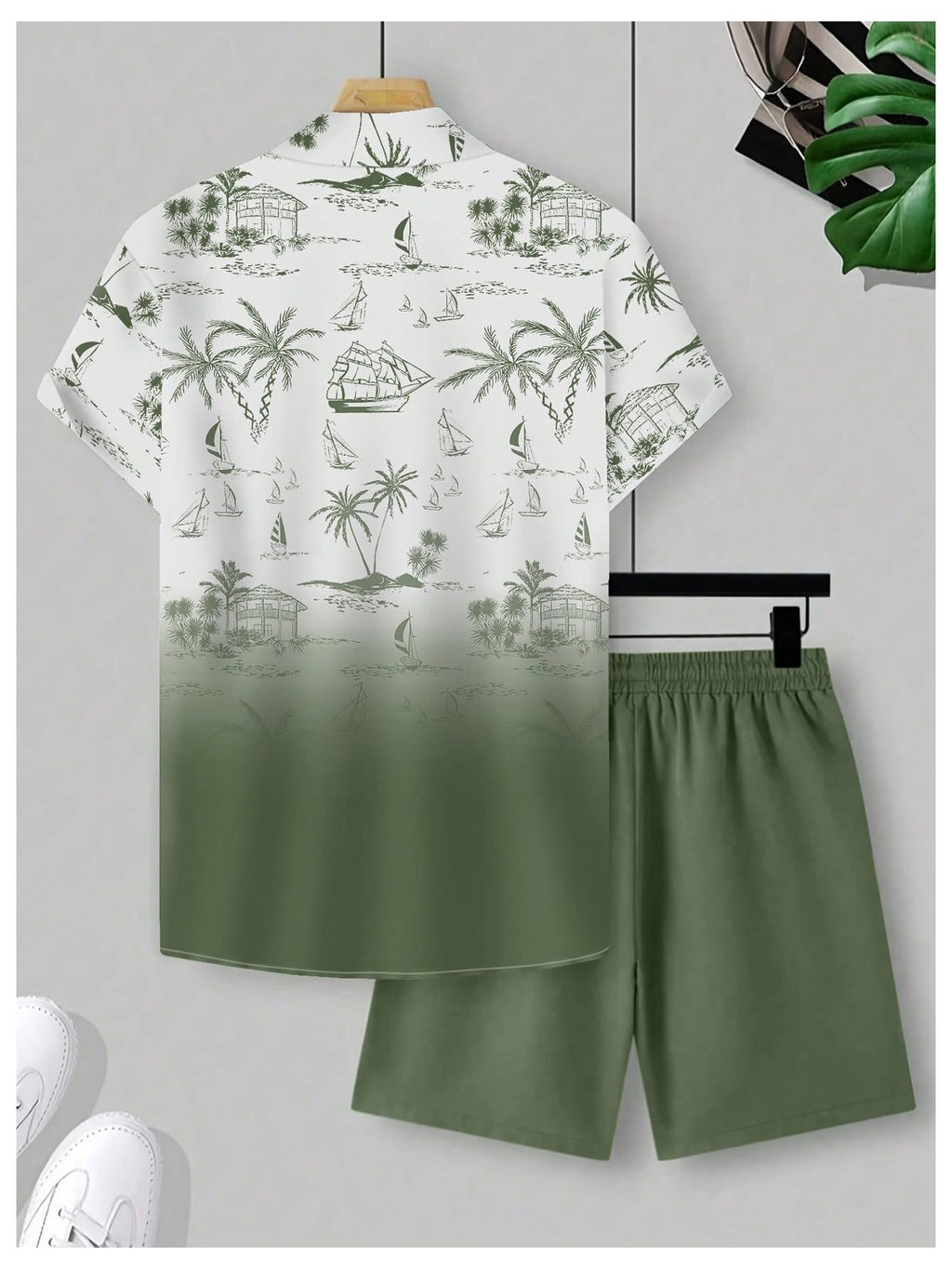 GORGLITTER Men's Cruise Rave Vacation Matching Outfits 2 Piece Short Sets | Mens Summer Beach Outfits, 2 Piece Shorts Set, Couples Travel Outfits, Hawaiian Shirts