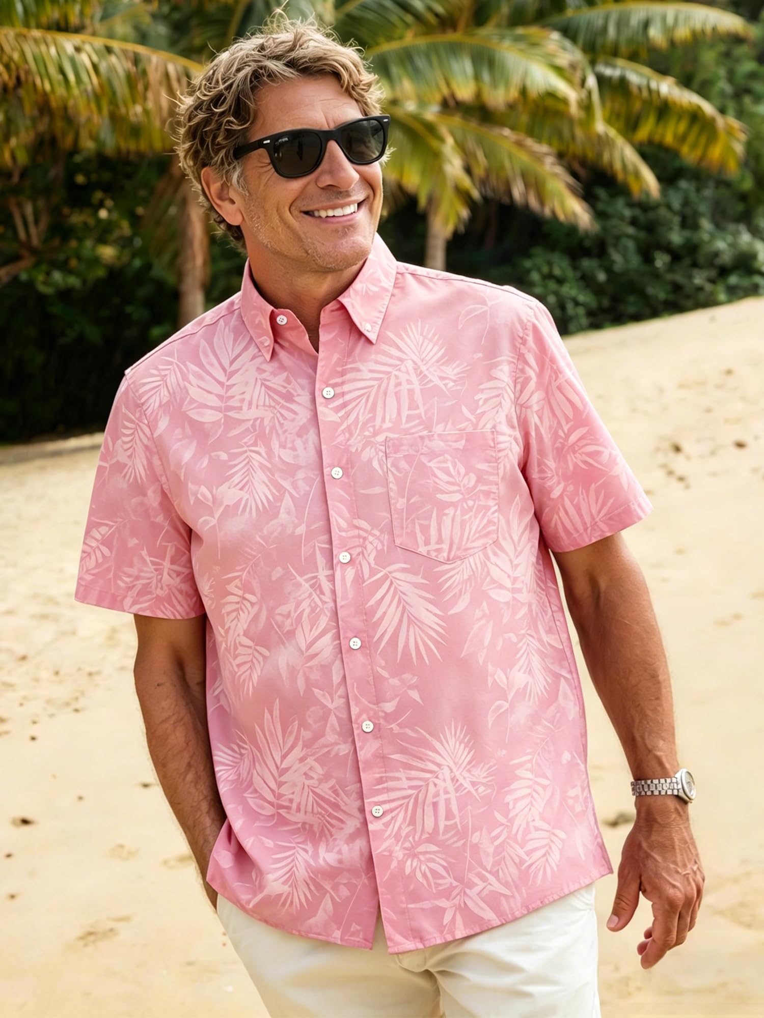 JEMLDL Men's Hawaiian 2 Piece Outfits Floral Button Down Shirts & Linen Shorts Sets Summer Beach Travel Clothes