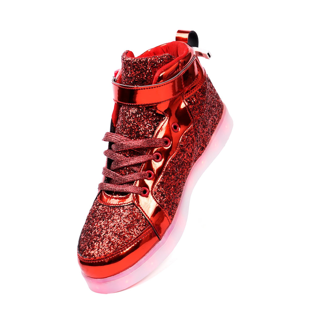 Glitter Led Shoes Light Up Shoes High Top Sneakers for Women Men Flashing Dancing Shoes for Halloween Christmas Party with USB Charging