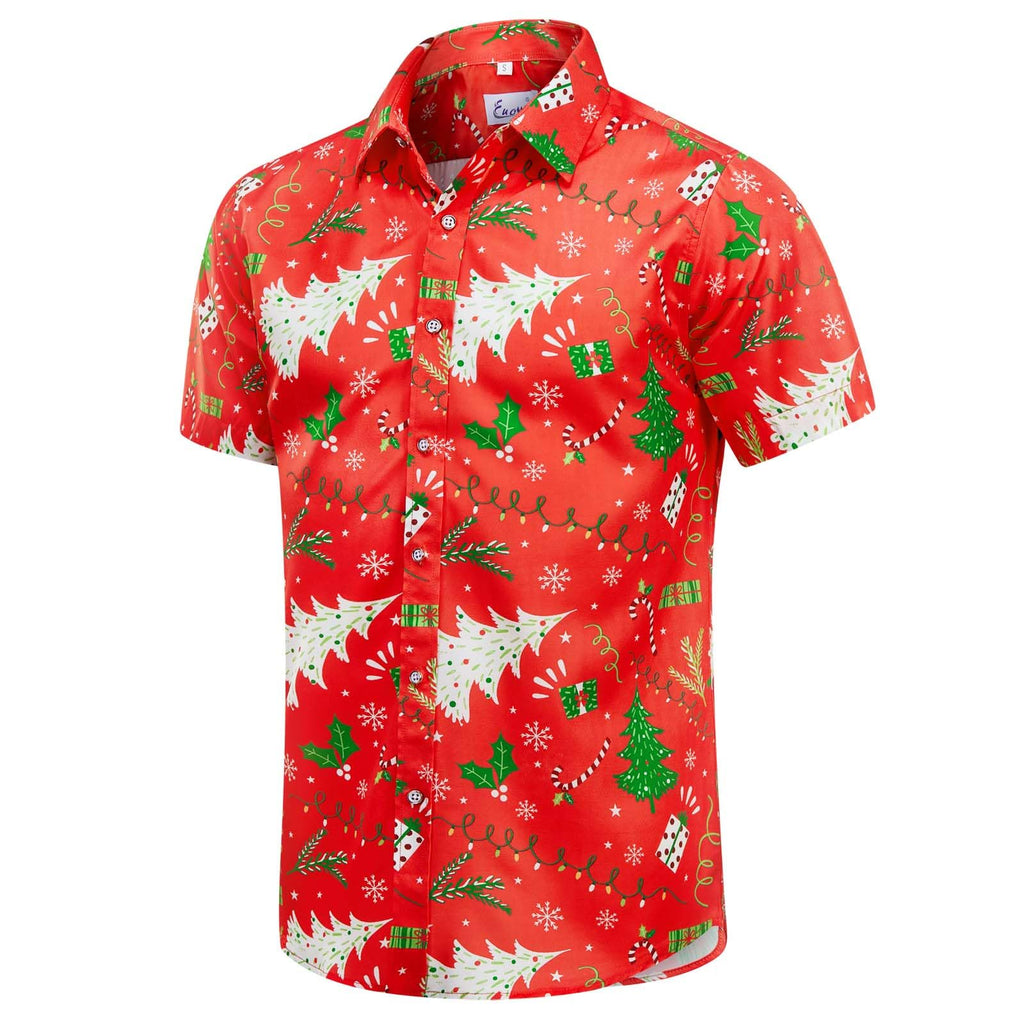 EUOW Men's Hawaiian Shirt Short Sleeve Printed Button Down Beach Shirts
