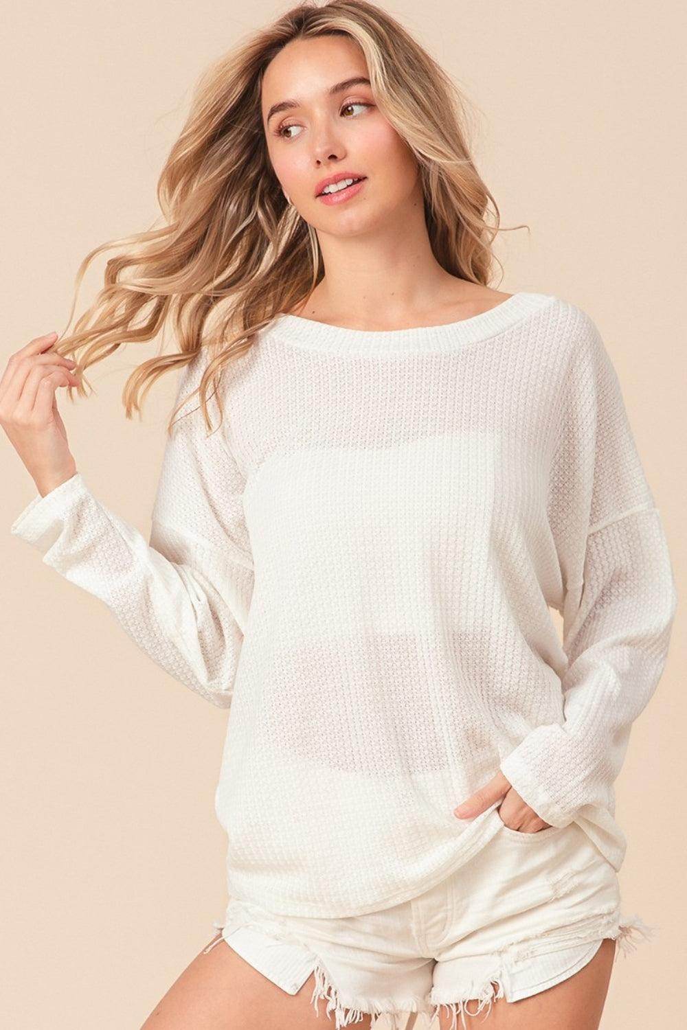 BiBi Waffled Backless Drawstring T-Shirt for Summer Style