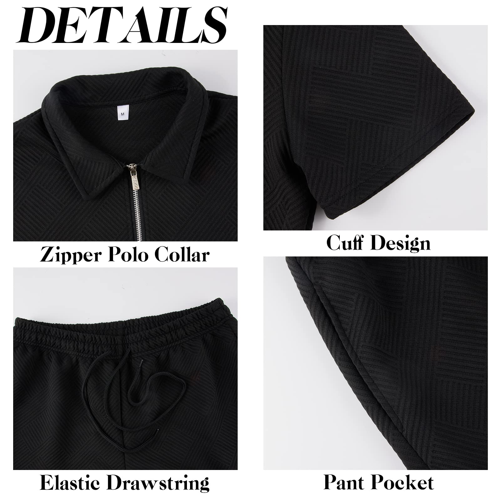 Aulemen Mens 2 Piece Zip Tracksuit Short Sleeve Set Summer Outfits for Men | Polo Shirt and Shorts Sets Activewear Short Set