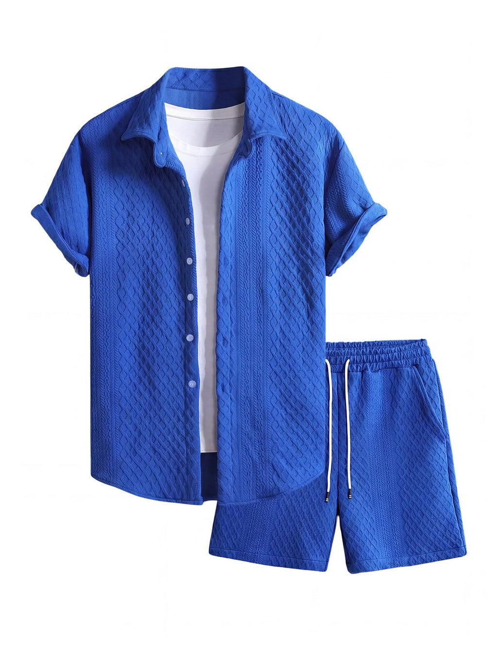 GORGLITTER Men's Vacation Summer Cruise Outfits 2 Piece Linen Shorts Sets | Beach All White Outfits, Short Sleeve Button Up Shirt, Matching Sets Clothing, Old Money Clothes