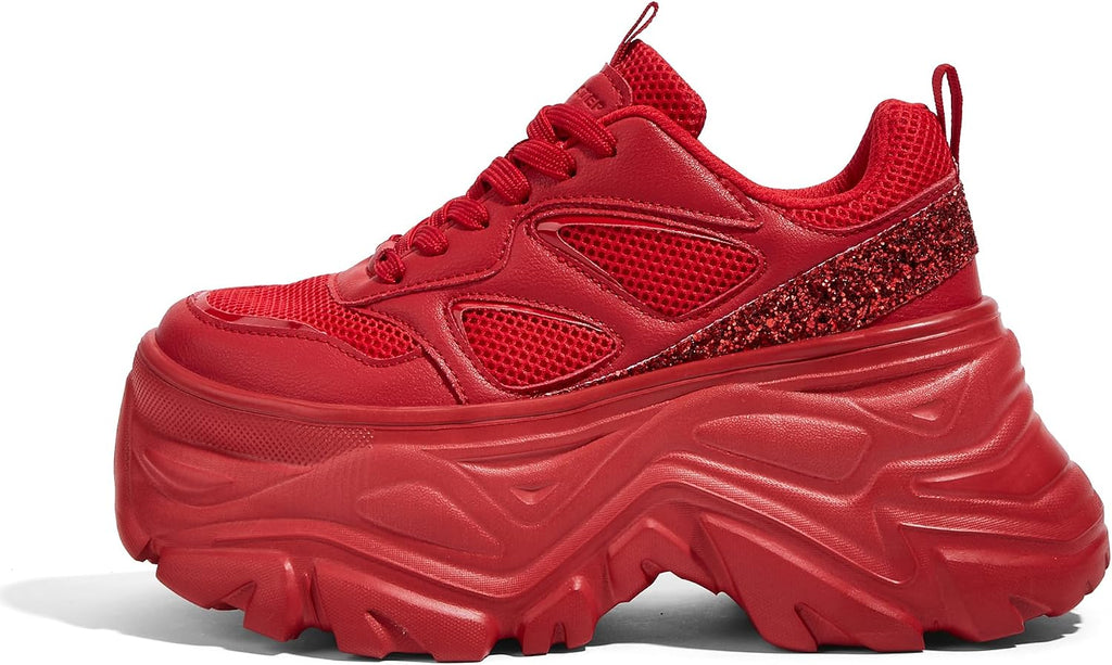 LUCKY STEP Women's Rhinestone Chunky Sneakers Breathable | Lightweight Running Non Slip Breathable Chunky