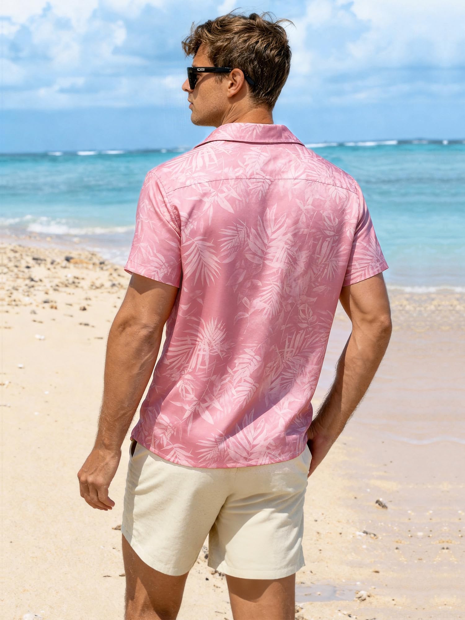 JEMLDL Men's Hawaiian 2 Piece Outfits Floral Button Down Shirts & Linen Shorts Sets Summer Beach Travel Clothes