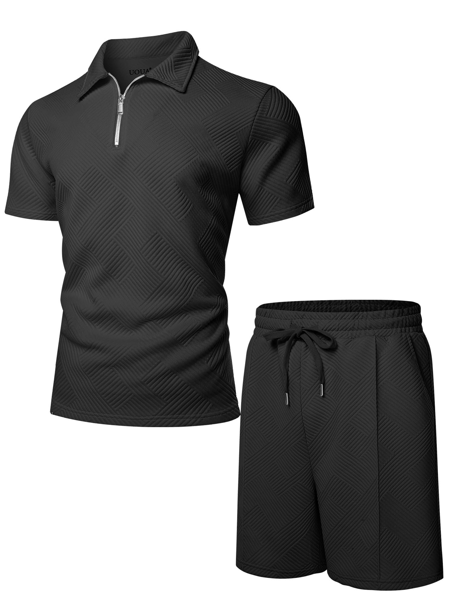 Mens Summer Track Suits 2 Piece Shorts Sets Short Sleeve Sweatsuit Outfits 1/4 Zip Golf Polo Shirts Loungewear