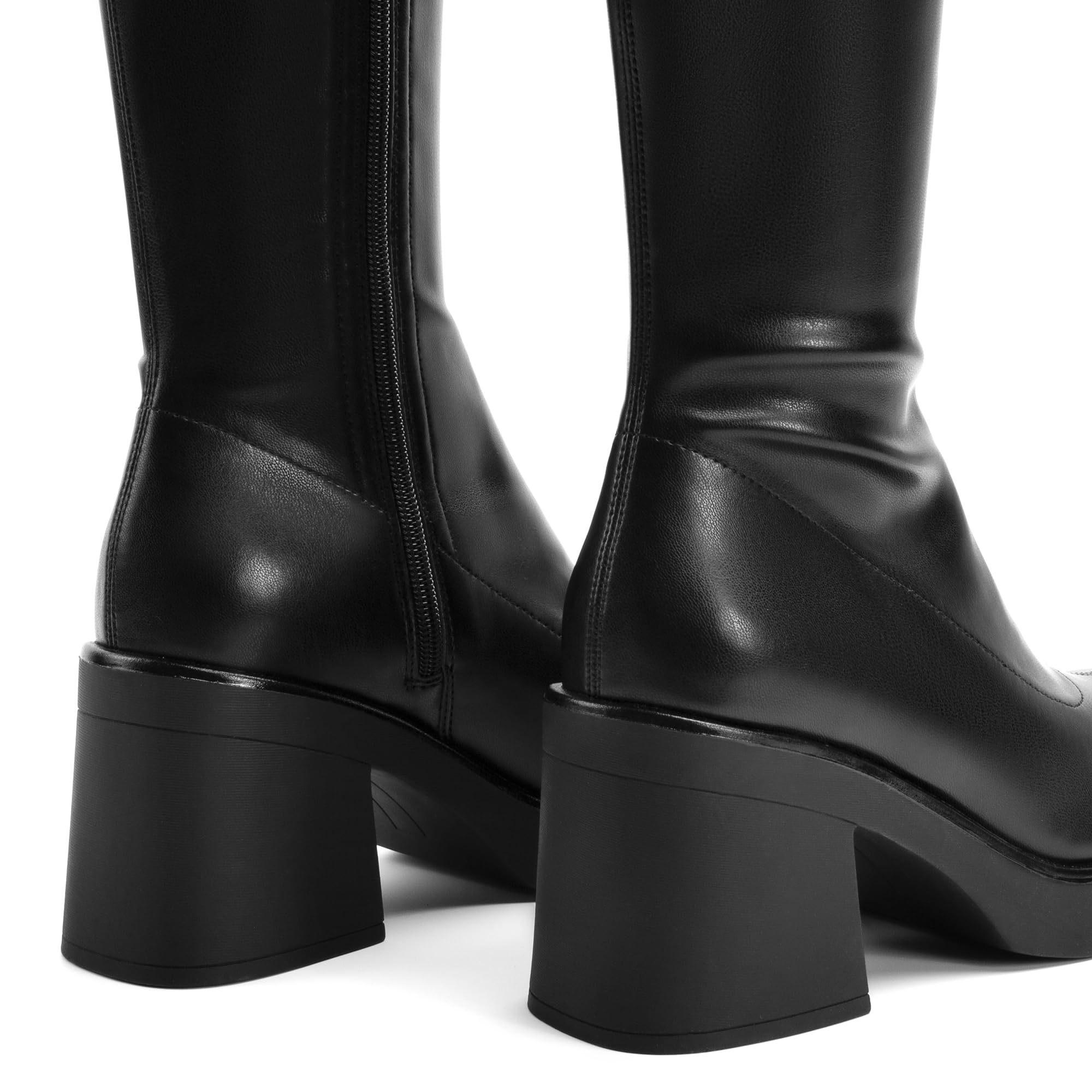 AprCoco Knee High Boots for Women GoGo Boots Platform Square Toe Womens Chunky Heel Side Zipper Boot