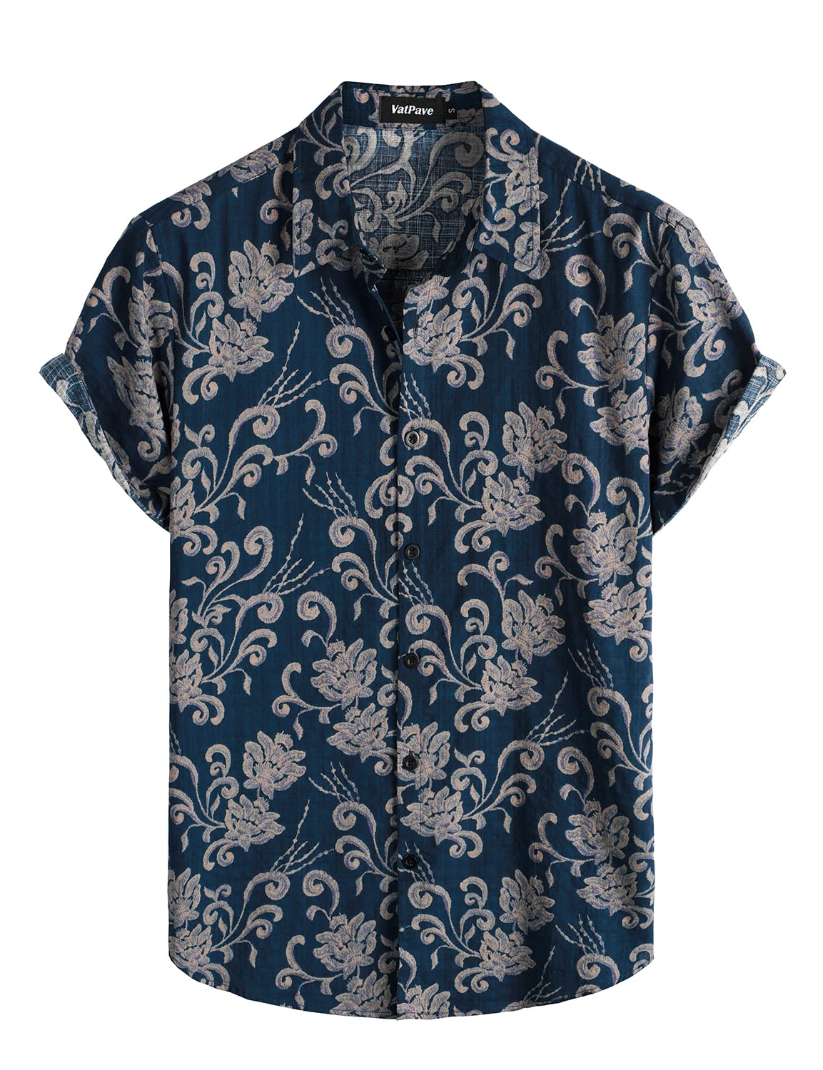 VATPAVE Mens Casual Hawaiian Shirt Short Sleeve Button Down Beach Shirts | Travel, Floral, Print, Vintage, Boho, Hippie, Lightweight, Breathable, Summer, Tropical, Vacation, Festival, Rave, Resort
