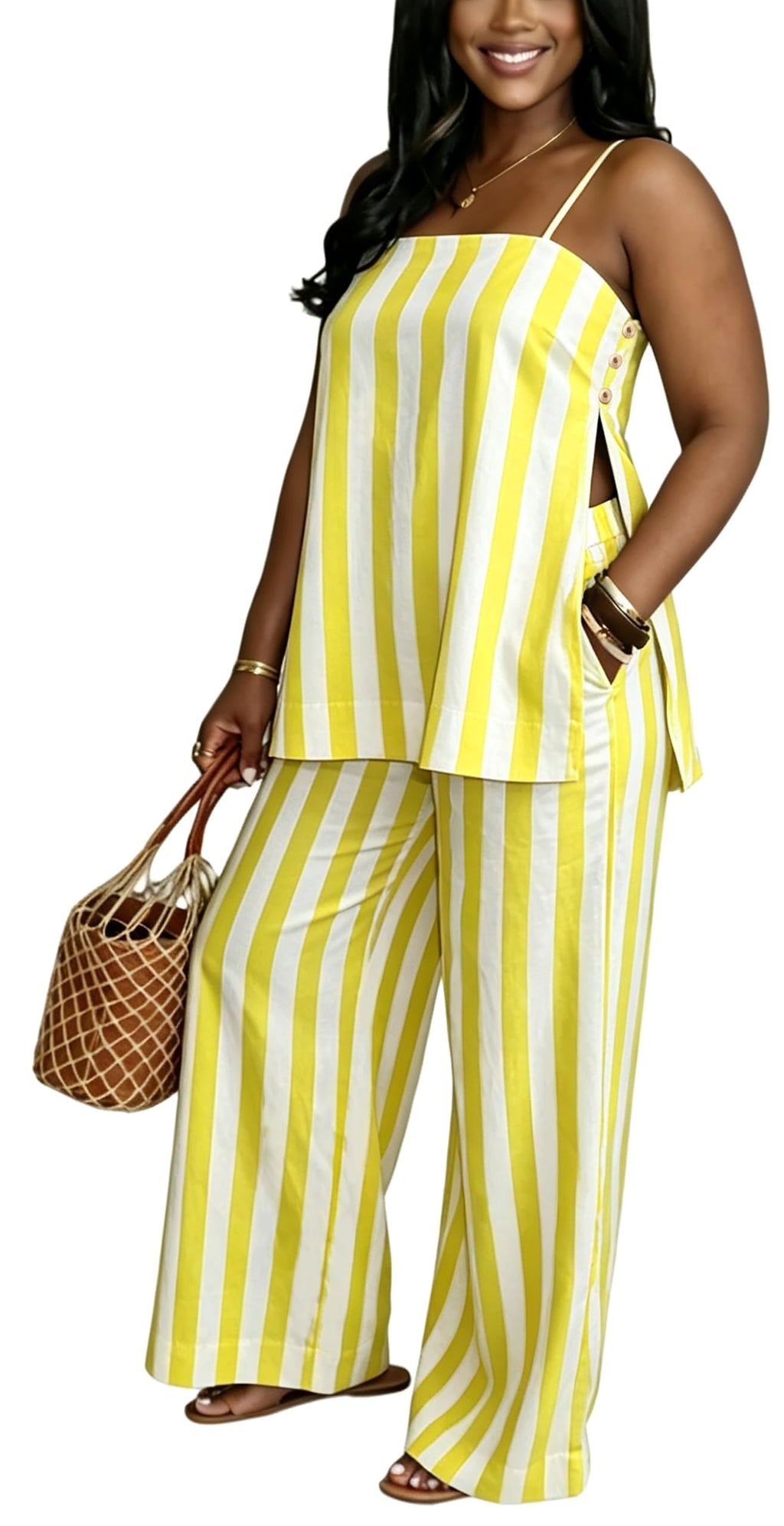 2 Piece Sets for Women Summer Outfits Sleeveless Tops and Wide Leg Pants Sets Sexy Jumpsuits Clubwear Vacation Outfits