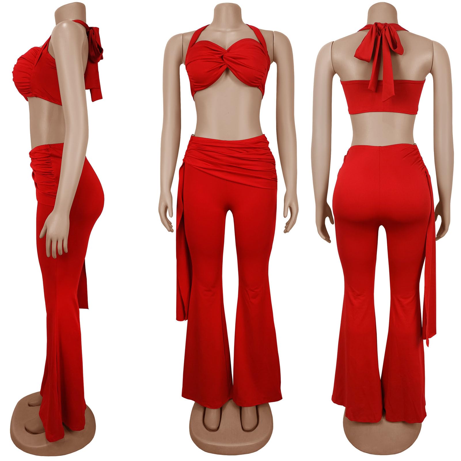 Women's Two Piece Outfits Crop Top and Flare Pants Set Club Going Out | Crop Top, Flare Pants Set, Going Out Sets, Two Piece Sets for Women Going Out, Two Piece Concert Outfits, Sexy Club Outfits