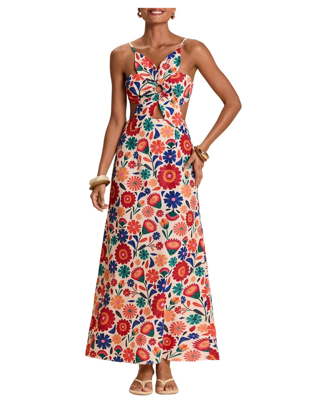 SHENHE Women's Petal Backless Linen Maxi Dress Cut Out Vacation Dresses | Keyhole, Spaghetti Strap, Open Back, Long Dress, Zipper, Summer, Date Night, Cami Dresses