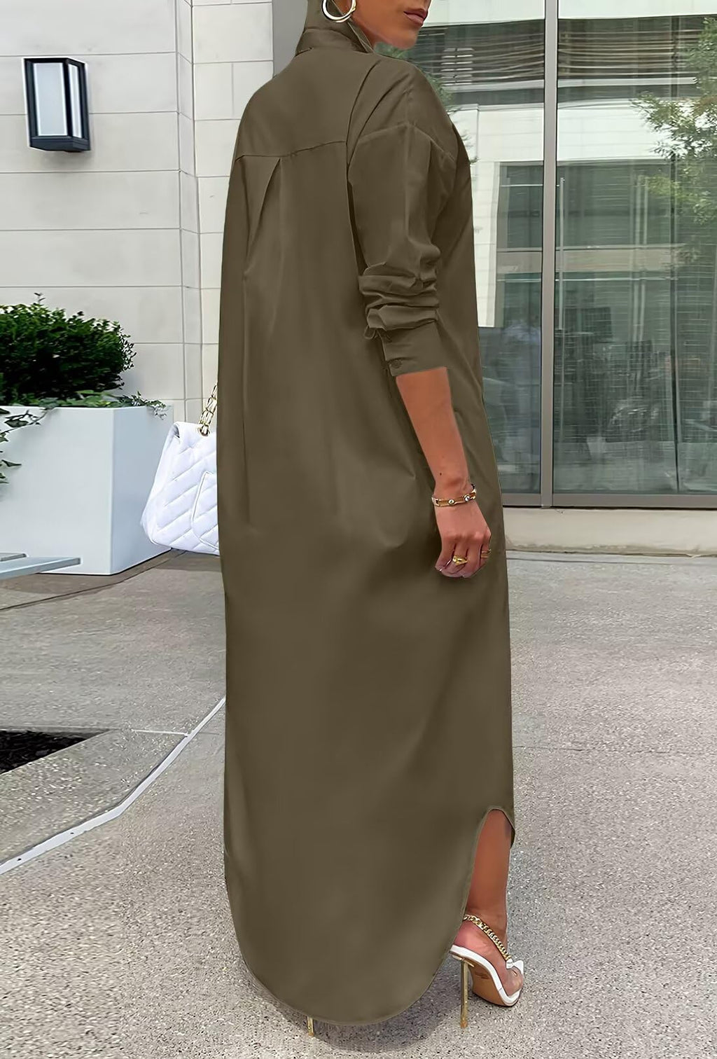 Shirt Dresses for Women Casual Long Sleeve Cotton Button Down Maxi Dresses | Oversized,Solid Color,Loose Fit,Plus Size,Long Shirts,Button Down Dress