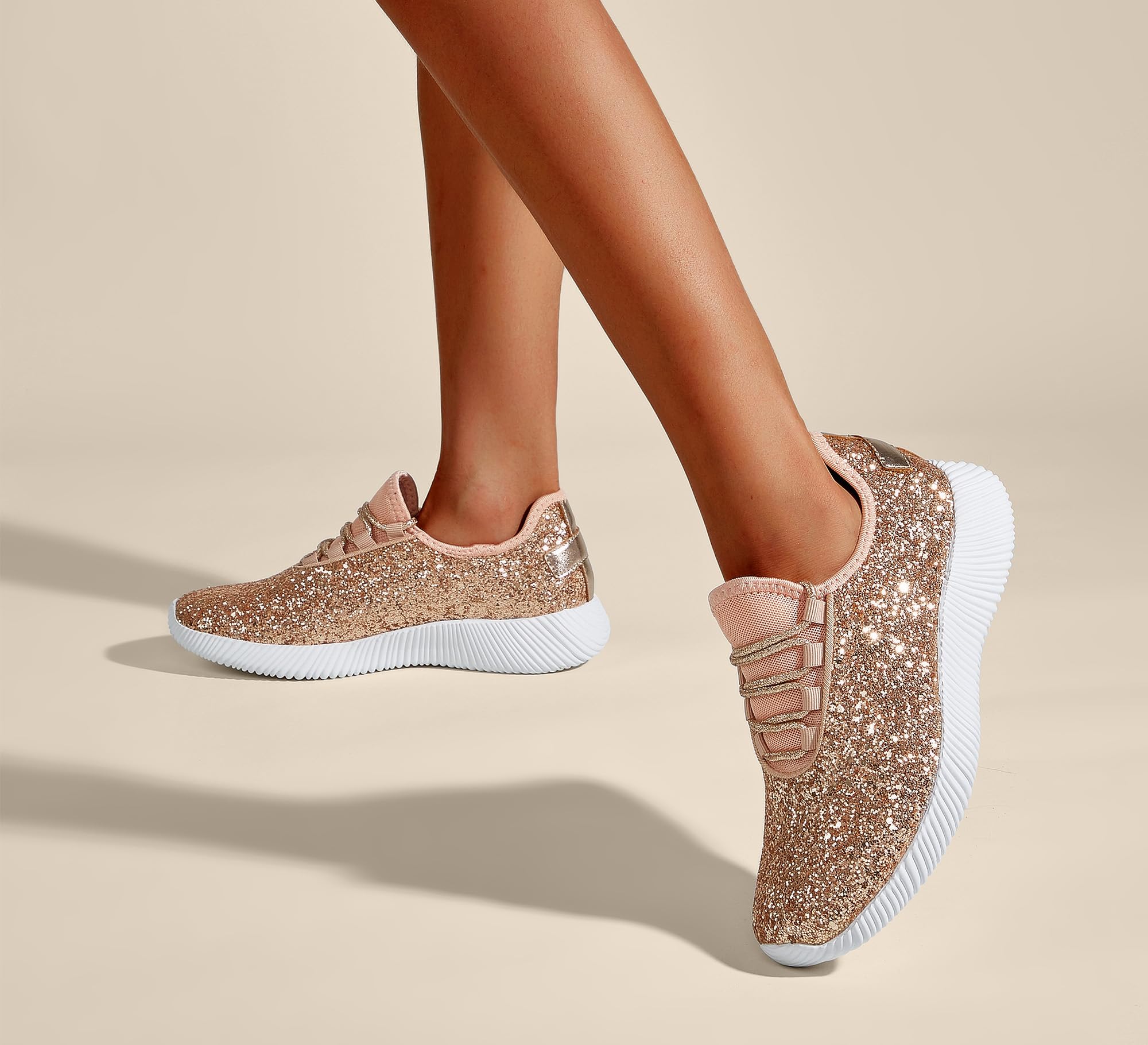 K KIP WOK Fashion Glitter Sneakers for Womens Silp On Running Shoes Lightweigt Tennis Walking Sneakers