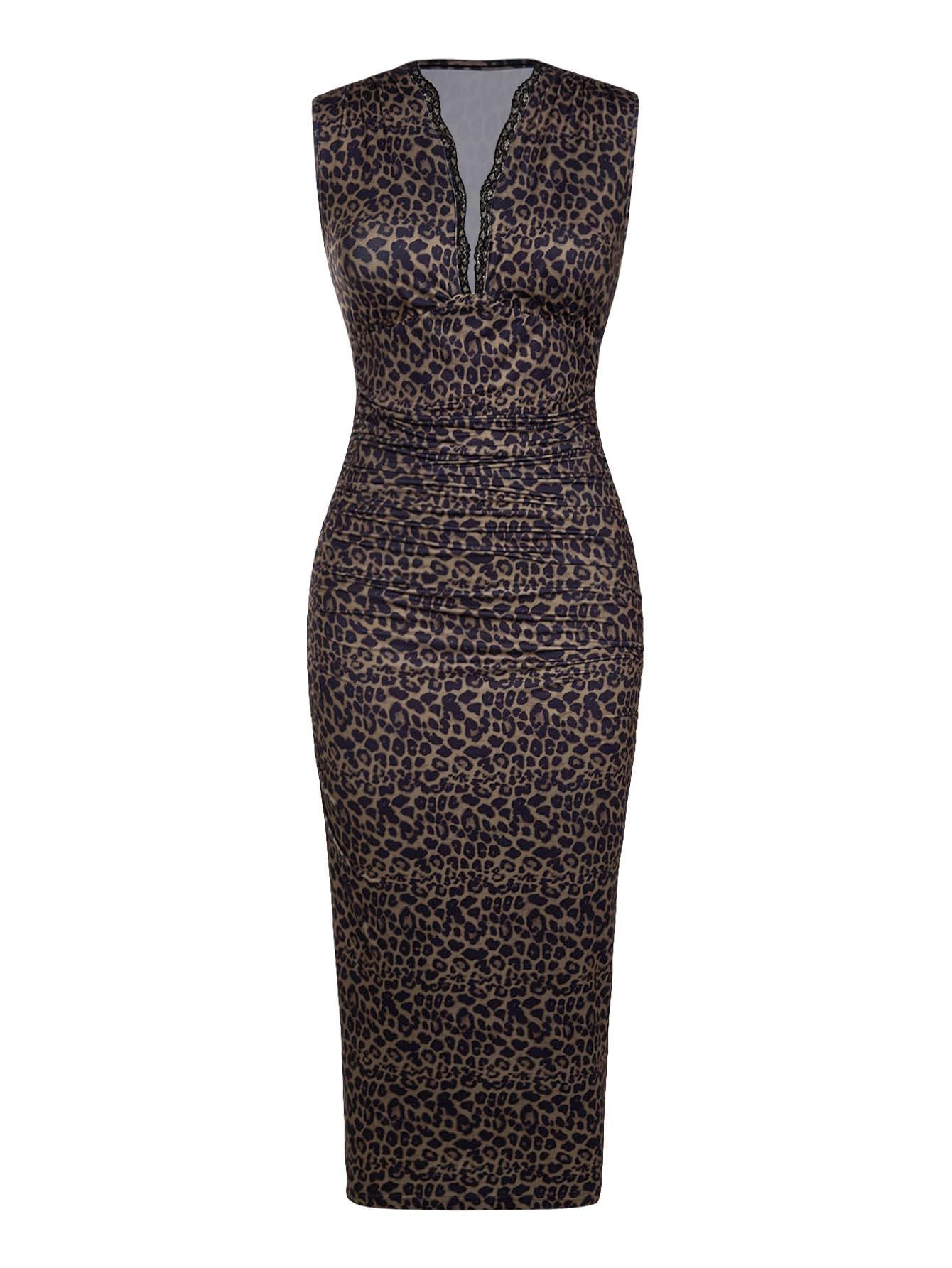 GORGLITTER Women's Leopard Cheetah Animal Print Lace Sexy Birthday Dresses | Bodycon Midi Dress, Y2K Rave Style, Date Night Going Out Dresses, Brunch Outfits, Club Dinner Outfit