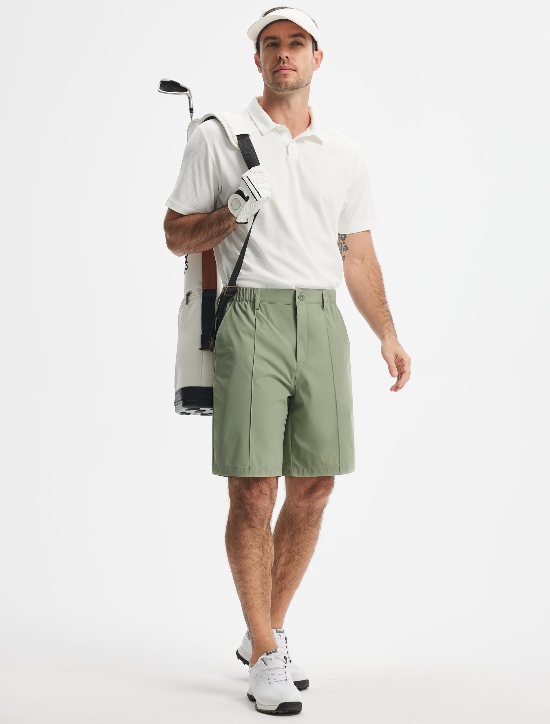 Men's Classic Fit 9" Golf Shorts Casual Summer Outfits | All Day Comfy, Stretch, Elastic Waist, Lightweight, Quick Dry Dress Travel Clothing