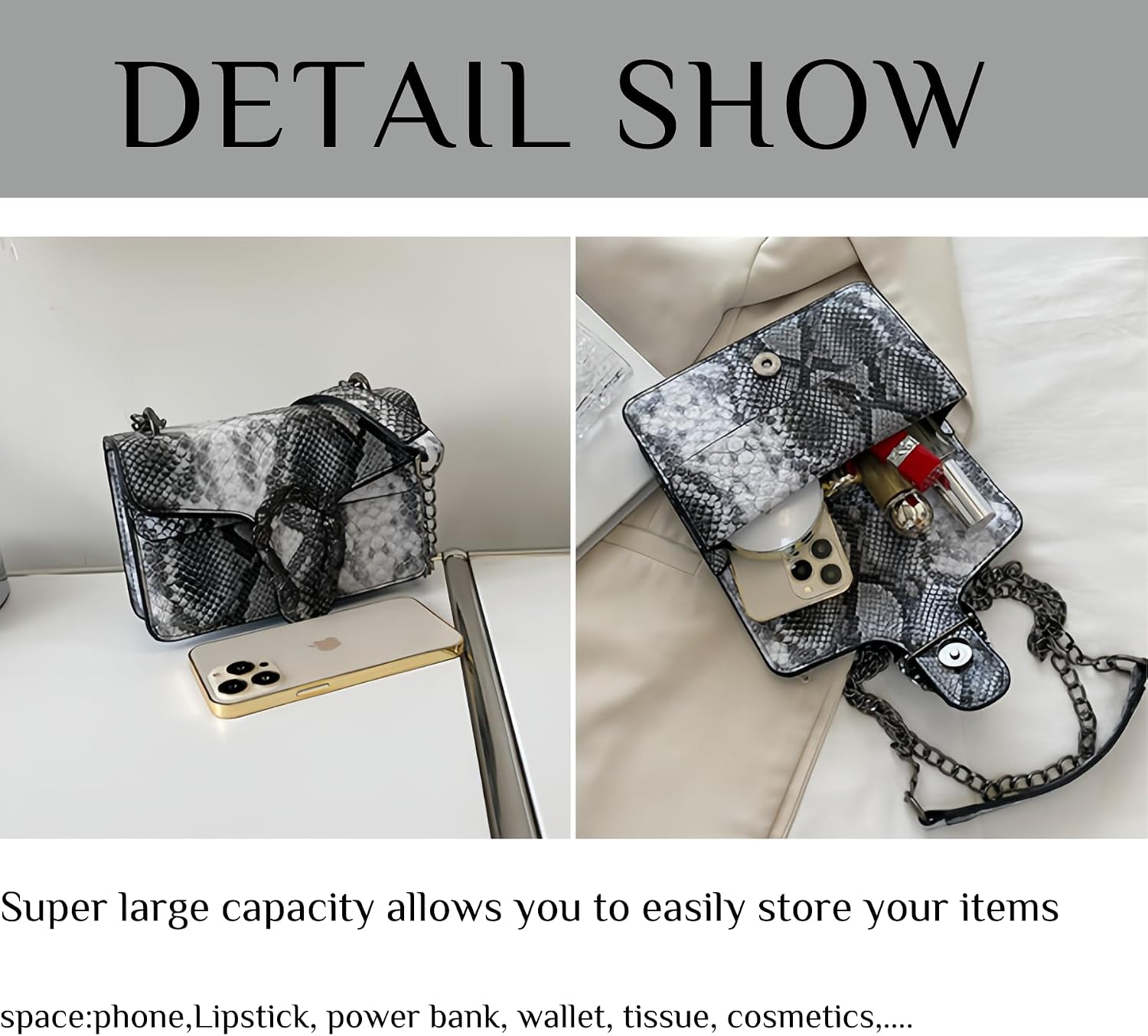 Women Synthetic Leather Crossbody Purse Bags,Fashion Snake Printed Leather Shoulder Bags,Small Clutch Bags