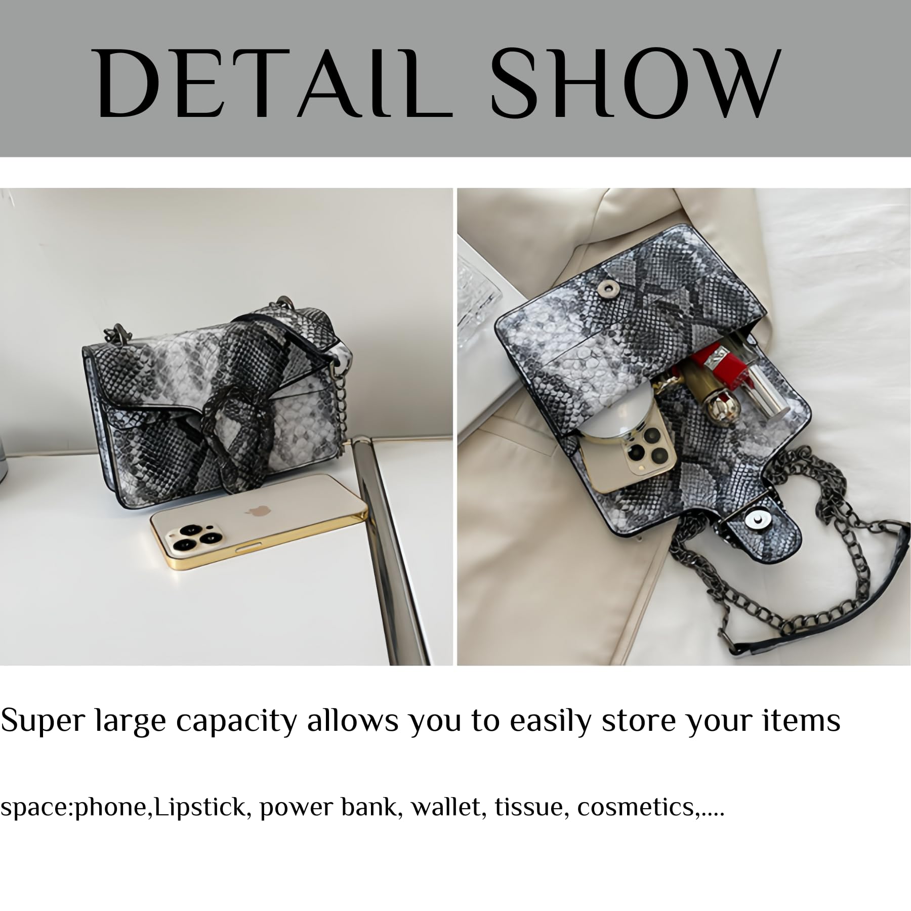 Women Synthetic Leather Crossbody Purse Bags,Fashion Snake Printed Leather Shoulder Bags,Small Clutch Bags