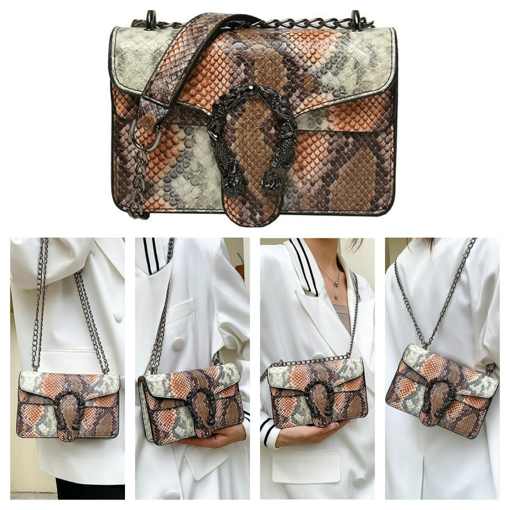Women Synthetic Leather Crossbody Purse Bags,Fashion Snake Printed Leather Shoulder Bags,Small Clutch Bags