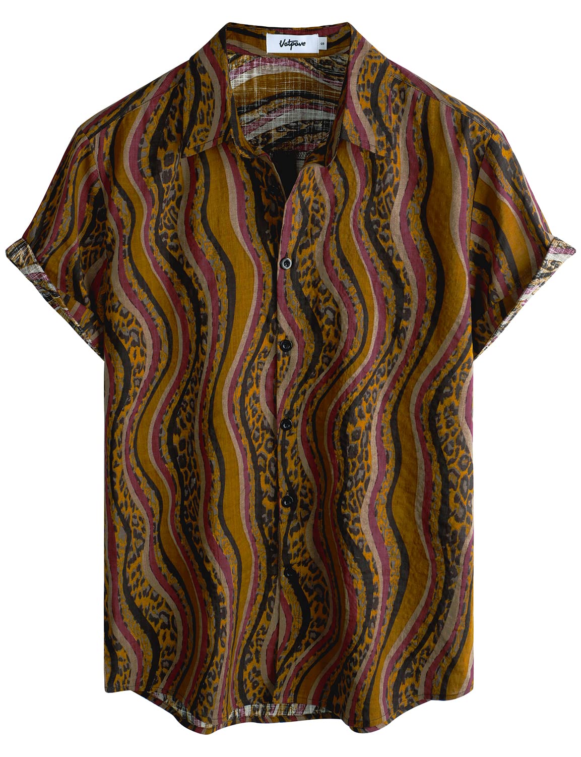 VATPAVE Mens Casual Hawaiian Shirt Short Sleeve Button Down Beach Shirts | Travel, Floral, Print, Vintage, Boho, Hippie, Lightweight, Breathable, Summer, Tropical, Vacation, Festival, Rave, Resort