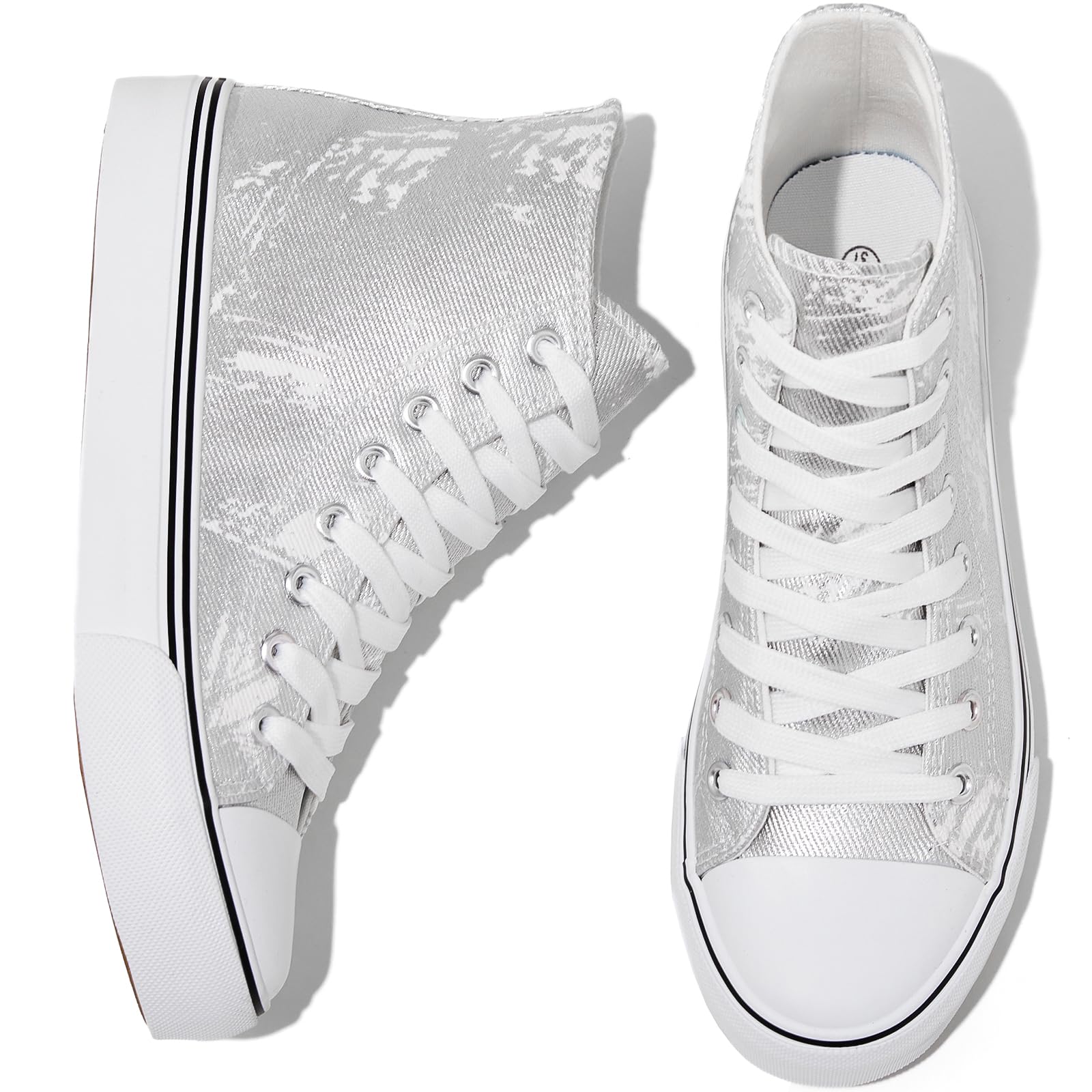kufeiti Women's High Top Canvas Sneakers Casual Walking Shoes | embroidered,breathable canvas upper,lace up high top,non slip,easy match