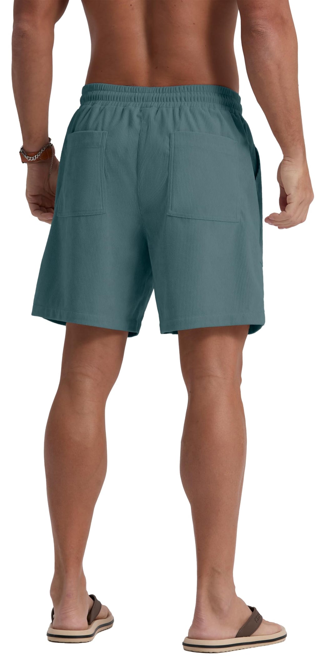 Sailwind Men's Casual Corduroy Shorts Lightweight Elastic Waist Drawstring Summer Beach Shorts
