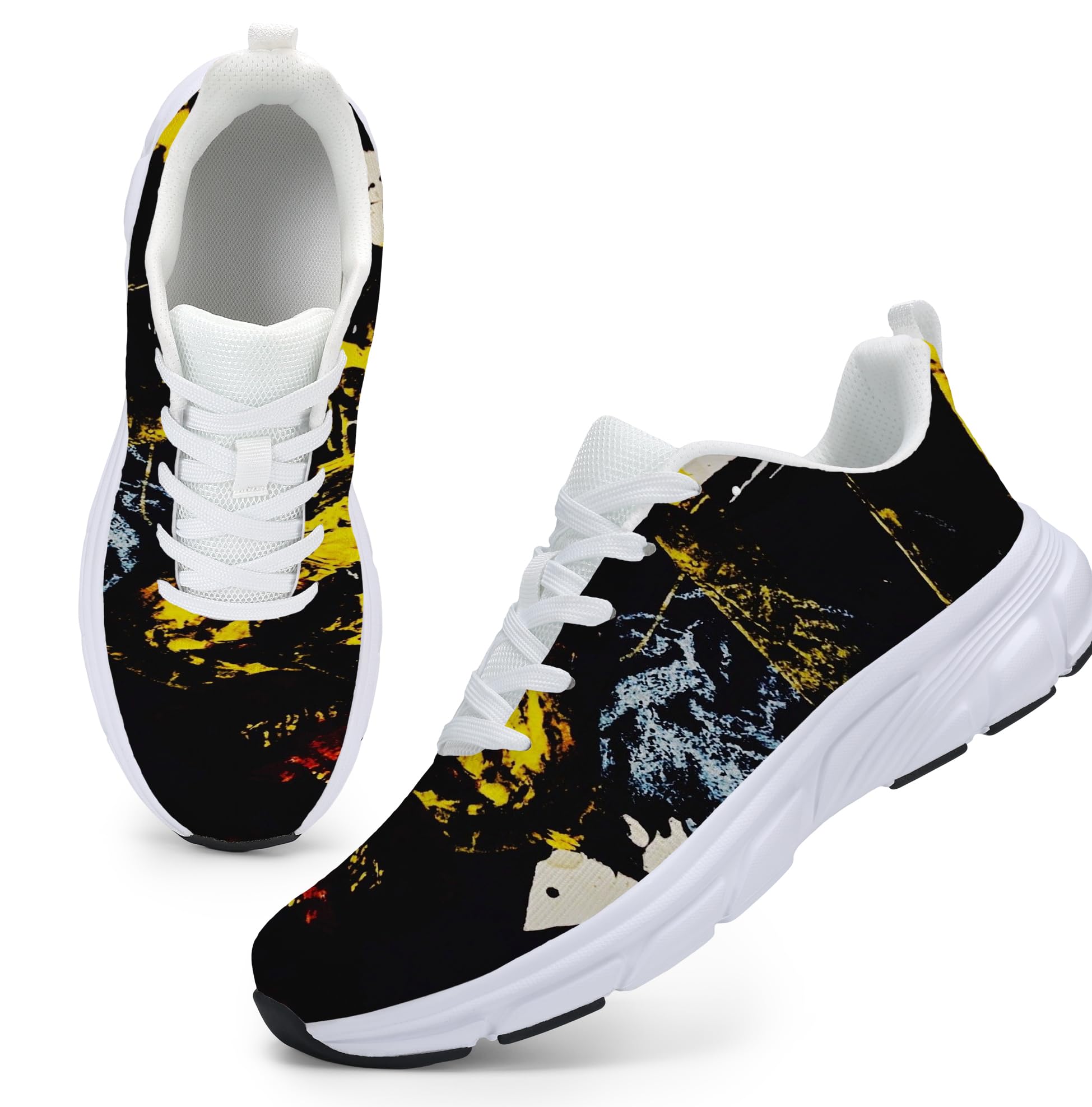 Women's Fashion Sneakers - Comfortable Breathable Mesh Platform Casual Walking Shoes for Everyday Wear, White Sole, All-Day Support