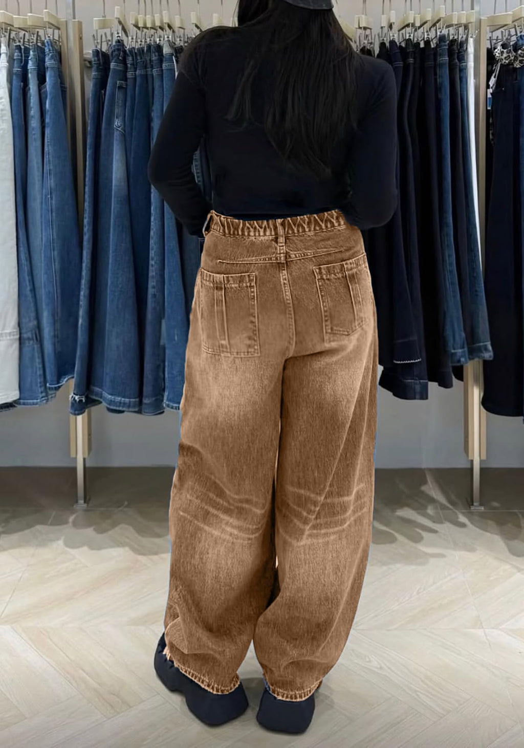 Kwunbwa Womens Baggy Patchwork Jeans High Waisted Wide Leg Denim Pants | Stretchy Fabric, Loose Fit, Trendy, Cargo, Distressed, Boyfriend, Y2k, with Pockets, Suitable for Casual, Travel, Street