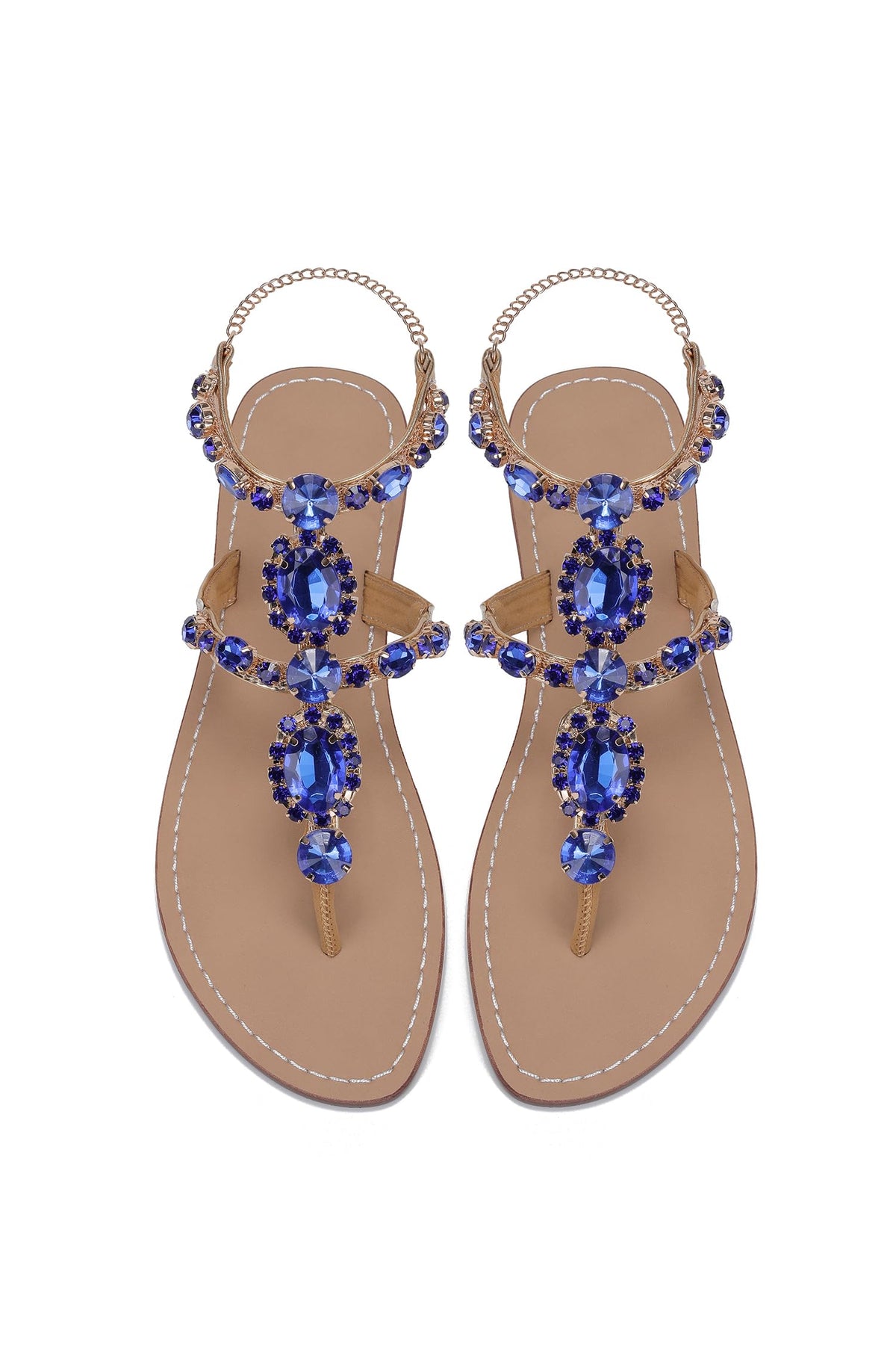 ZhuLinFeng Women'S Rhinestone Gladiator Sandals Flat Wedding Sandals Gem Pearl Sparkling Bridal Bridesmaid Sandals Blue Bohemian Sandals