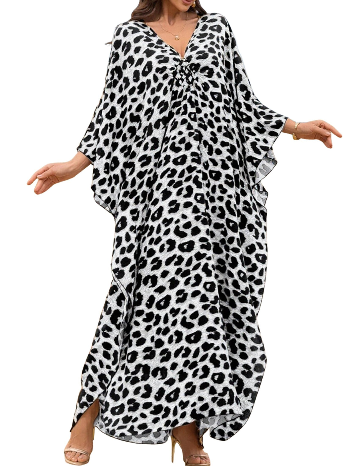 Yanziliu Kaftan Dress for Women,Plus Size Hawaiian Batwing Sleeve Beach Cover Up Summer Swimsuit Dresses