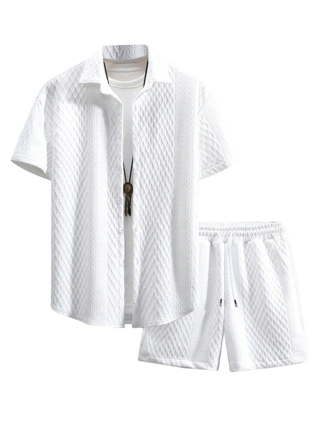 GORGLITTER Men's Vacation Summer Cruise Outfits 2 Piece Linen Shorts Sets | Beach All White Outfits, Short Sleeve Button Up Shirt, Matching Sets Clothing, Old Money Clothes
