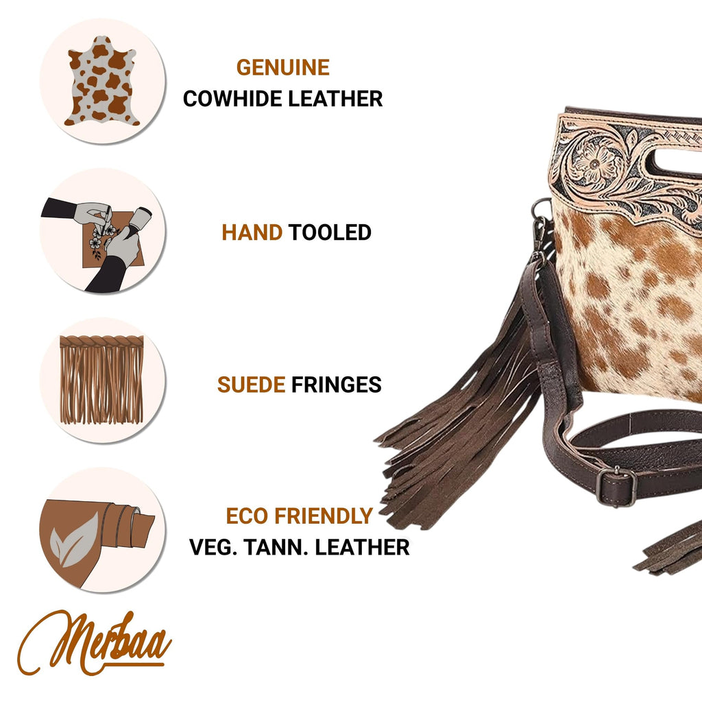 Women Natural Cowhide Leather Crossbody Sling Bag With Adjustable Detachable Strap | Shoulder Bag | Handbag