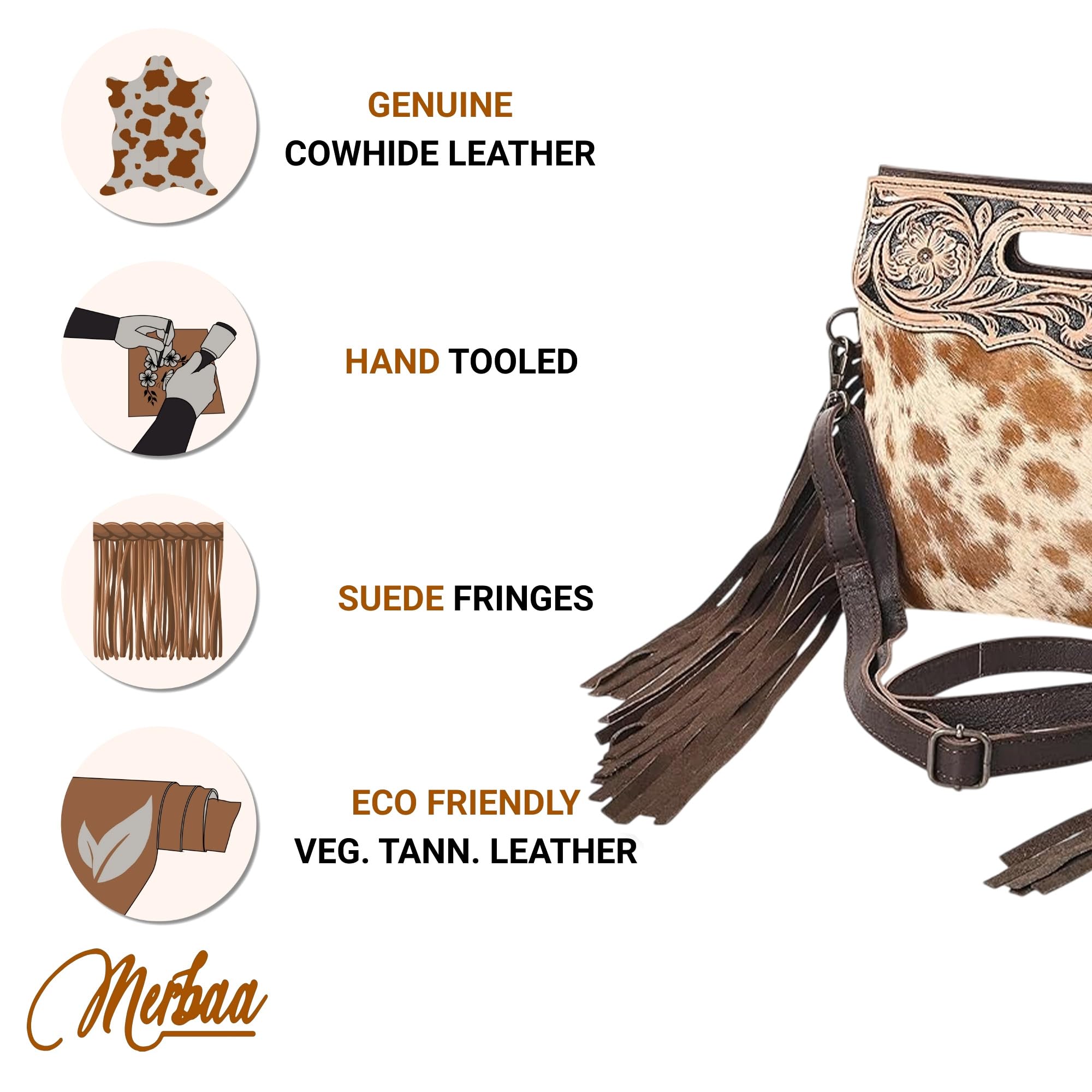 Women Natural Cowhide Leather Crossbody Sling Bag With Adjustable Detachable Strap | Shoulder Bag | Handbag