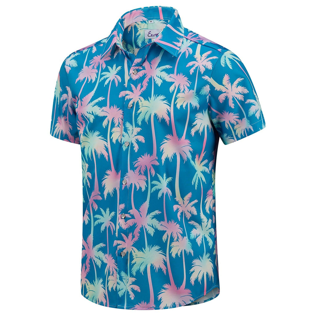 EUOW Men's Hawaiian Shirt Short Sleeve Printed Button Down Beach Shirts