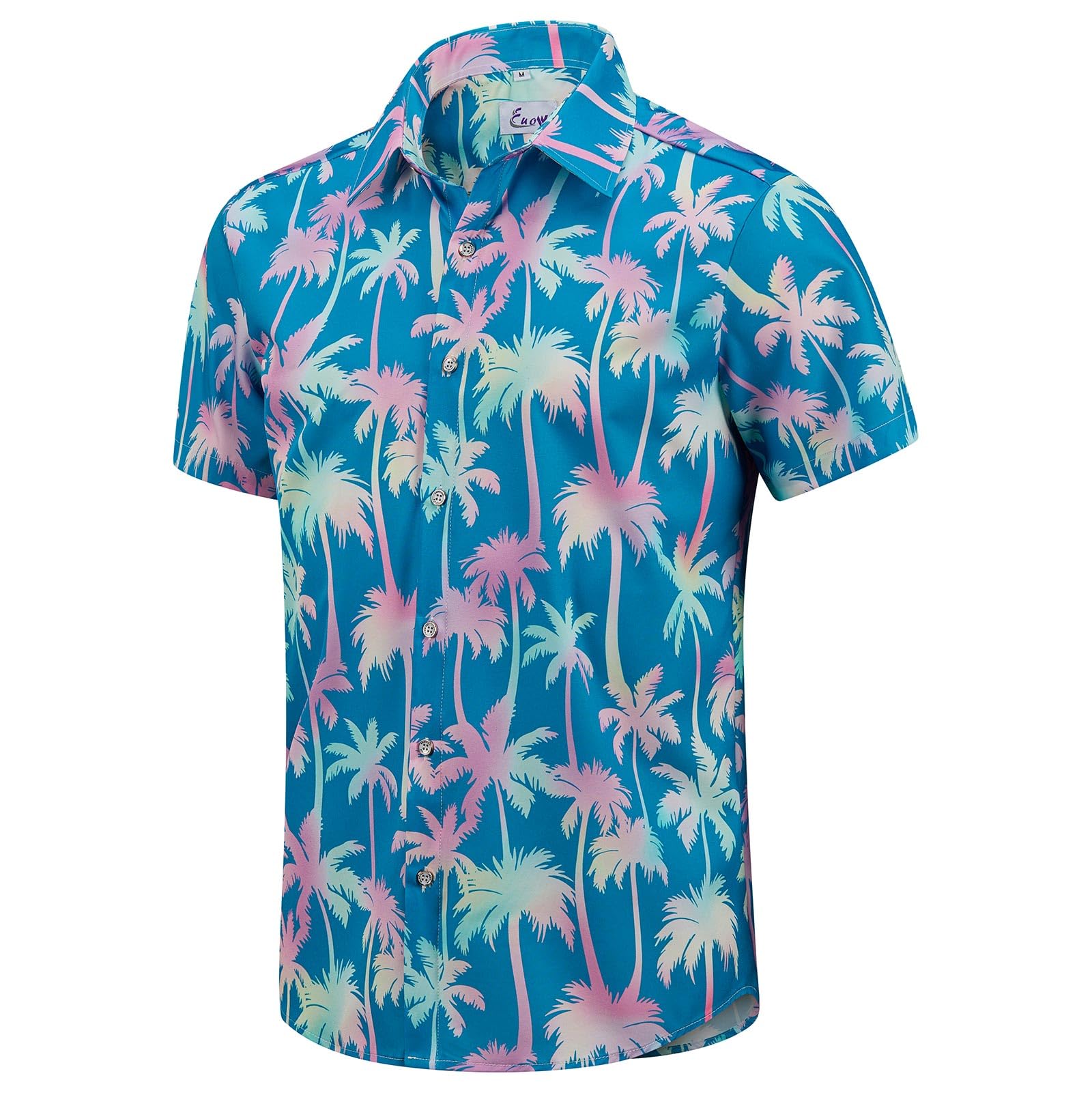 EUOW Men's Hawaiian Shirt Short Sleeve Printed Button Down Beach Shirts