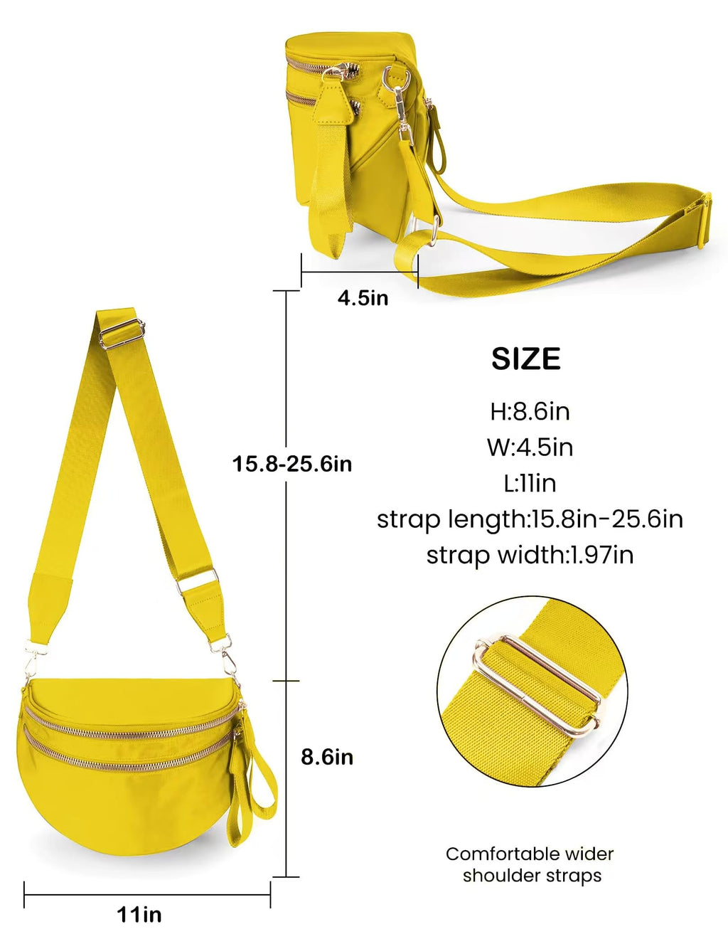 FEIBOON Spacious Nylon Crossbody Bag Bum Bag Handbags Wallets Purses Trendy Shoulder Bag for Women