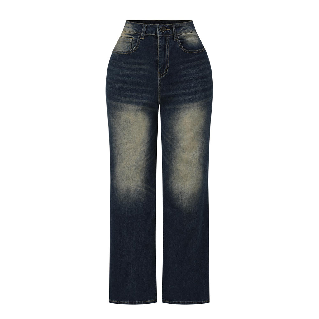 THUNDER STAR Womens High Waisted Wide Leg Jeans Stretchy Distressed Denim Pants