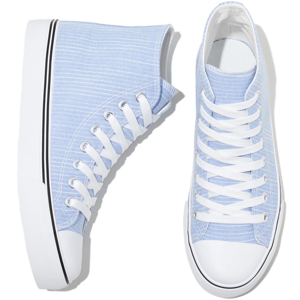 kufeiti Women's High Top Canvas Sneakers Casual Walking Shoes | embroidered,breathable canvas upper,lace up high top,non slip,easy match