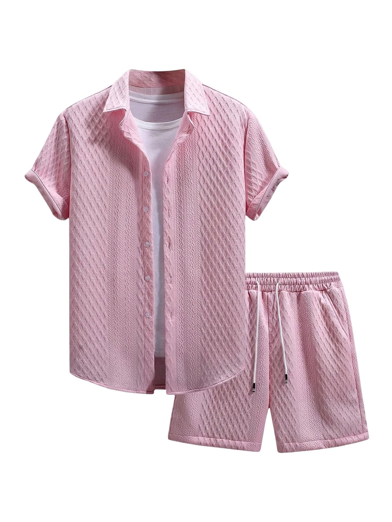GORGLITTER Men's Vacation Summer Cruise Outfits 2 Piece Linen Shorts Sets | Beach All White Outfits, Short Sleeve Button Up Shirt, Matching Sets Clothing, Old Money Clothes
