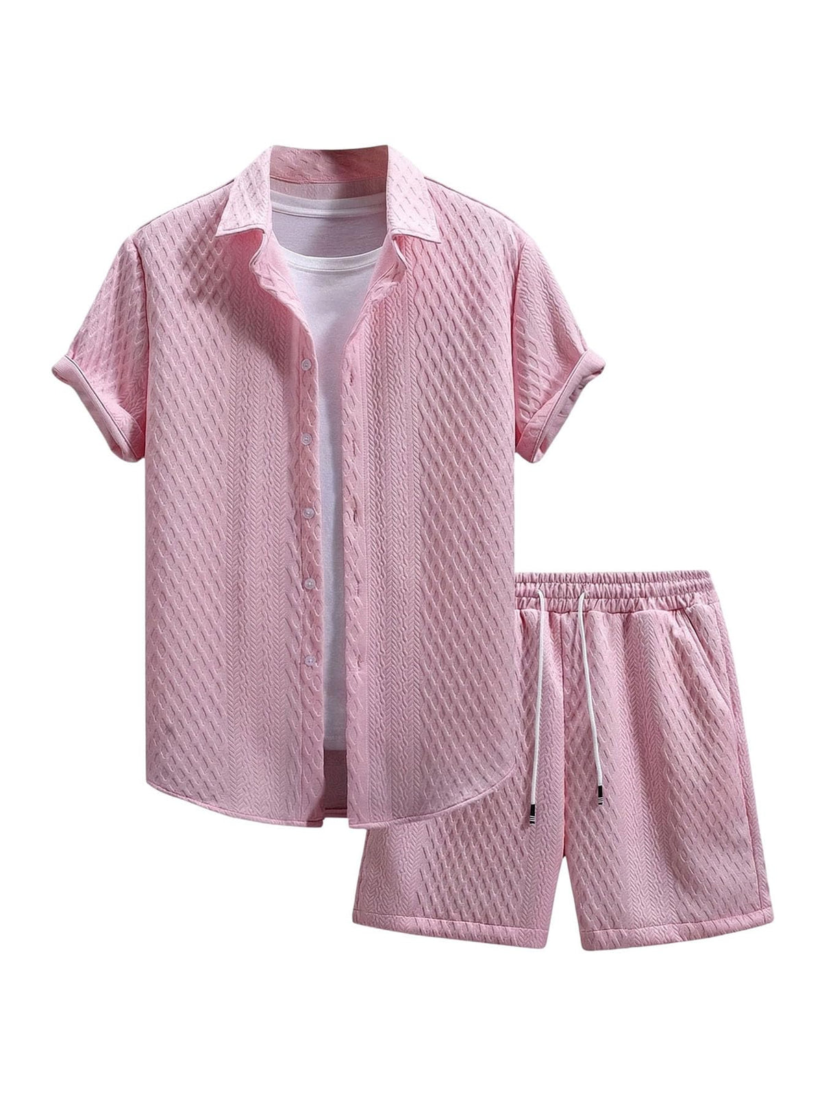 GORGLITTER Men's Vacation Summer Cruise Outfits 2 Piece Linen Shorts Sets | Beach All White Outfits, Short Sleeve Button Up Shirt, Matching Sets Clothing, Old Money Clothes