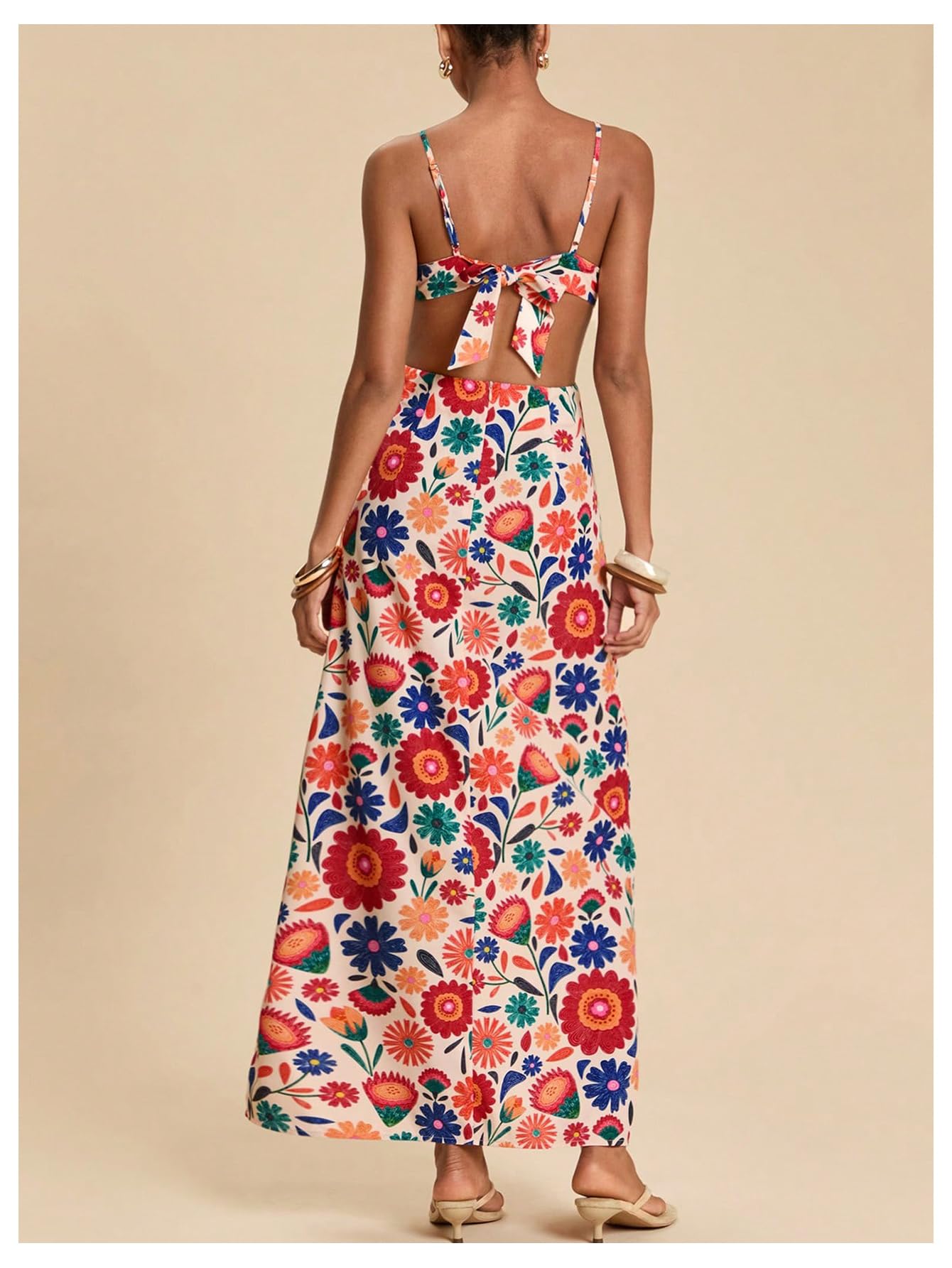 SHENHE Women's Petal Backless Linen Maxi Dress Cut Out Vacation Dresses | Keyhole, Spaghetti Strap, Open Back, Long Dress, Zipper, Summer, Date Night, Cami Dresses