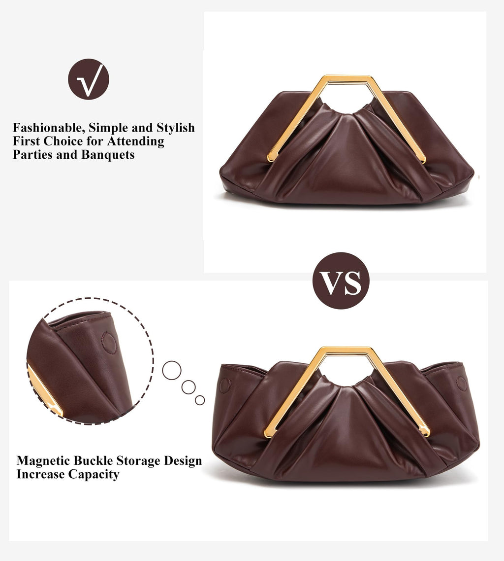 myfriday Elegant Ruched Clutch Purse, Soft Dumpling Evening Bag | for Women
