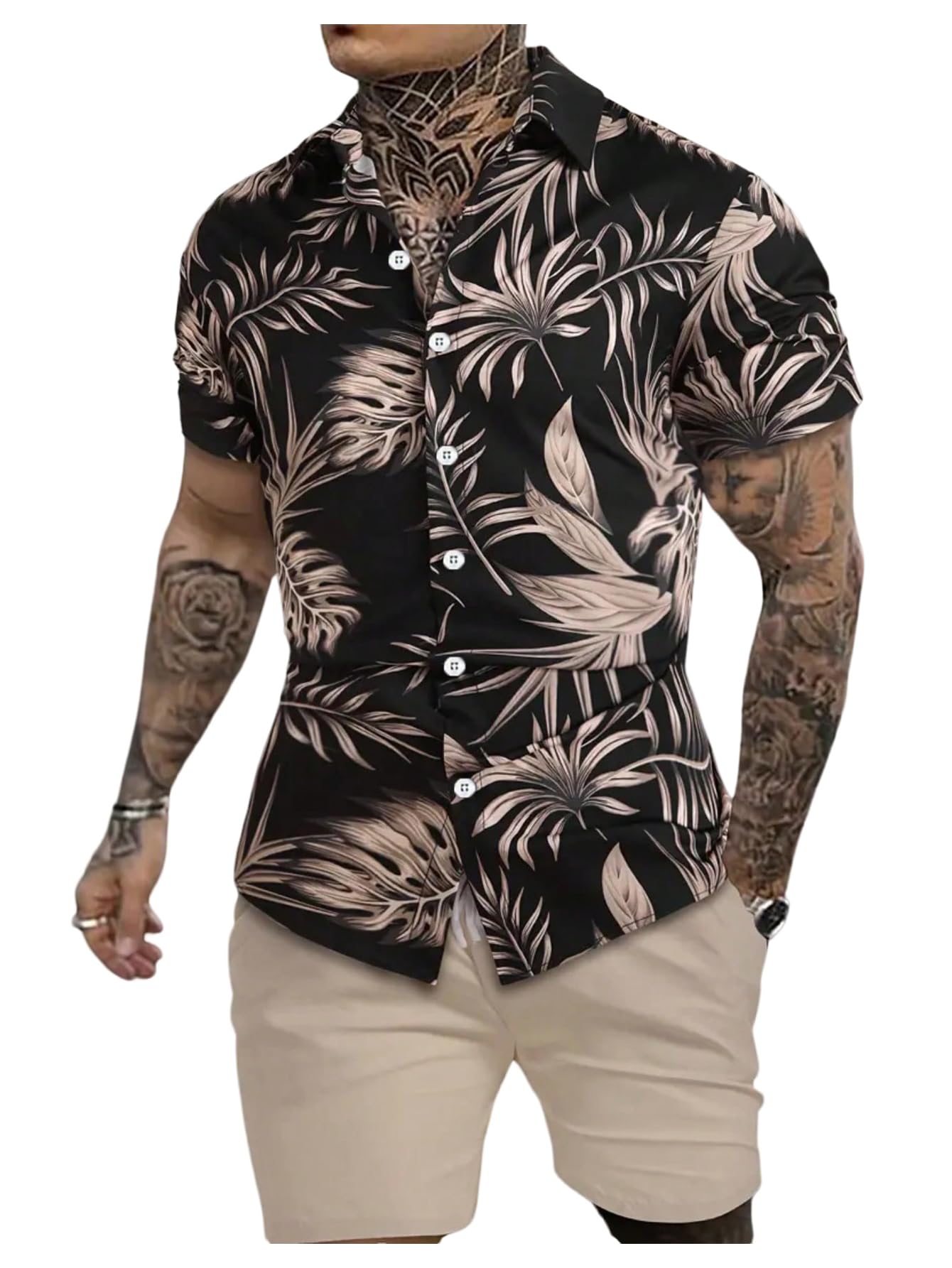 GORGLITTER Men's Cruise Rave Vacation Matching Outfits 2 Piece Short Sets | Mens Summer Beach Outfits, 2 Piece Shorts Set, Couples Travel Outfits, Hawaiian Shirts