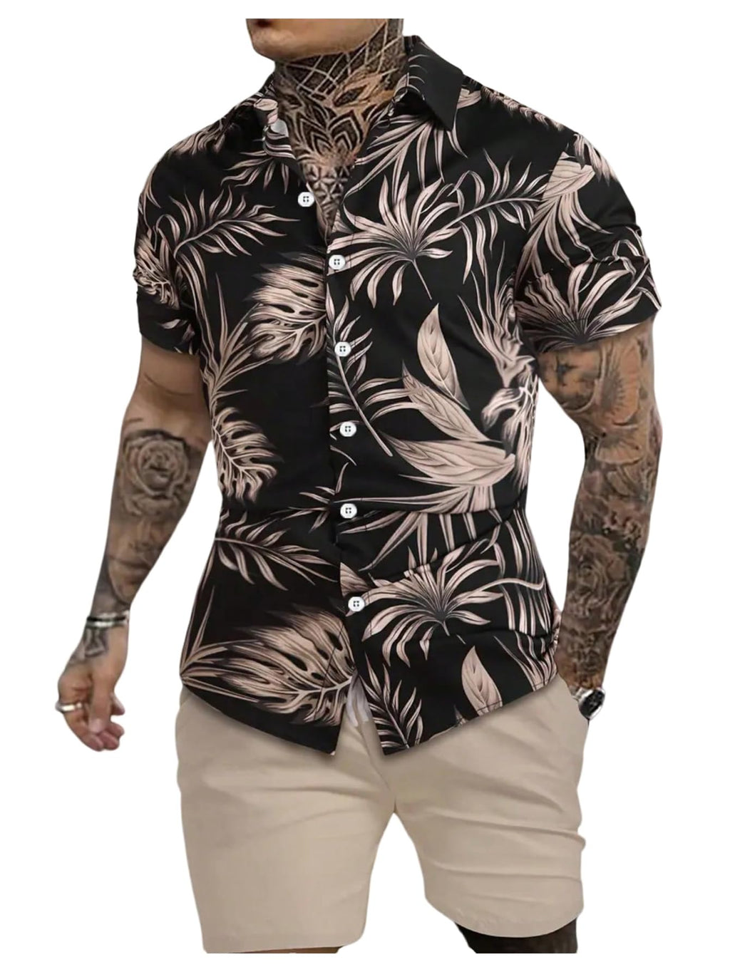 GORGLITTER Men's Cruise Rave Vacation Matching Outfits 2 Piece Short Sets | Mens Summer Beach Outfits, 2 Piece Shorts Set, Couples Travel Outfits, Hawaiian Shirts