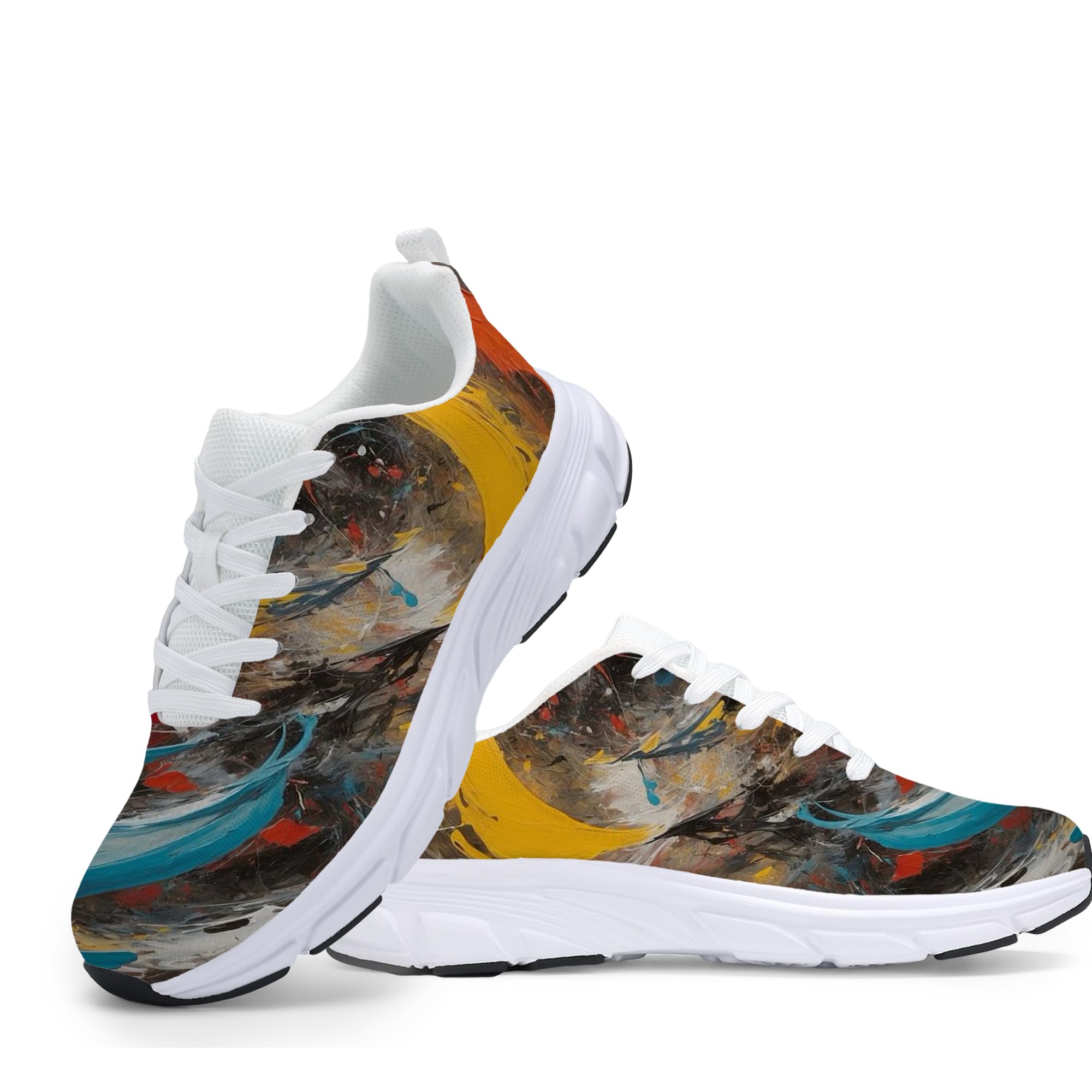 Women's Fashion Sneakers - Comfortable Breathable Mesh Platform Casual Walking Shoes for Everyday Wear, White Sole, All-Day Support