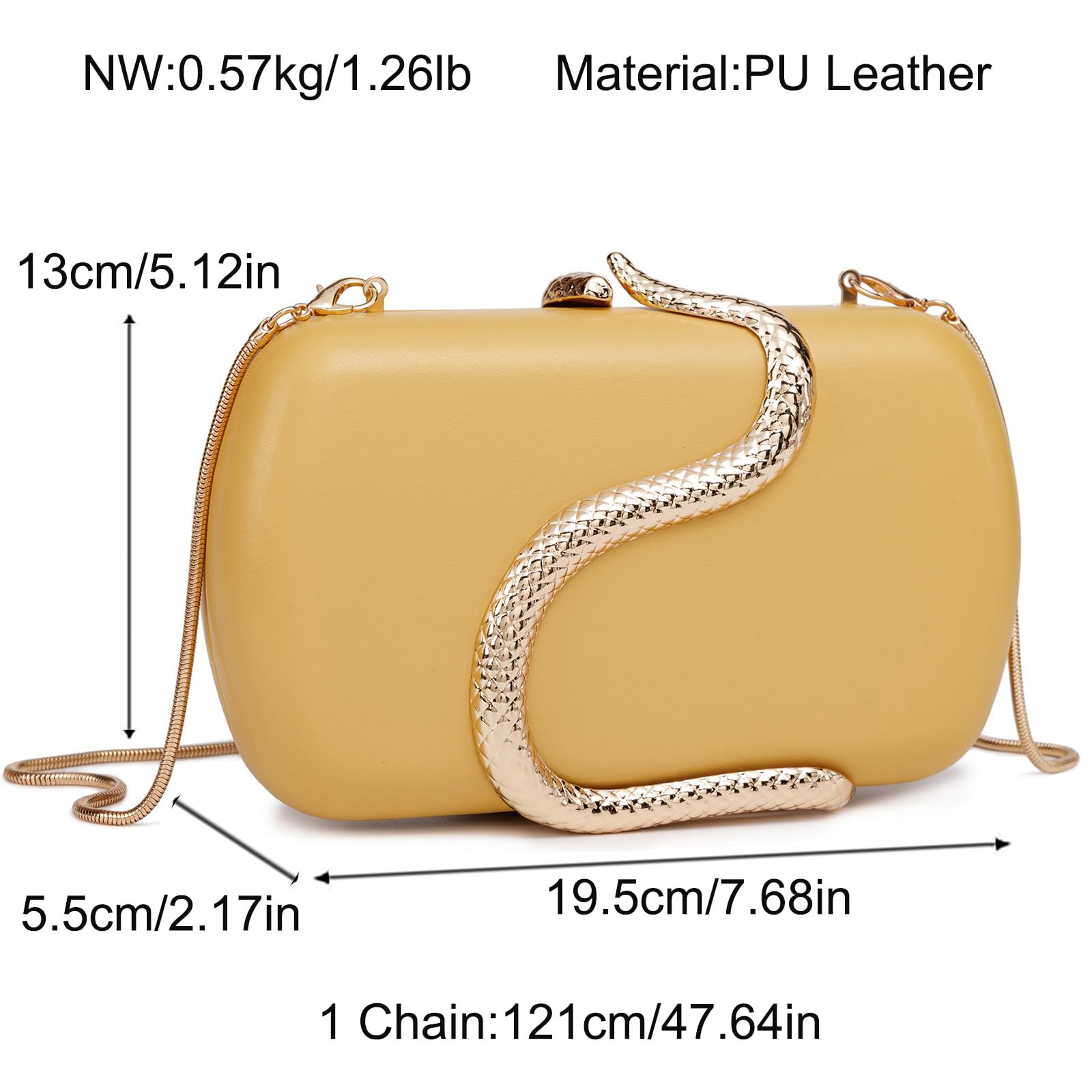 PU Leather Handbag Detachable Chain Crossbody Shoulder Evening Bag Clutch Purse for Women Formal Wedding Party Prom