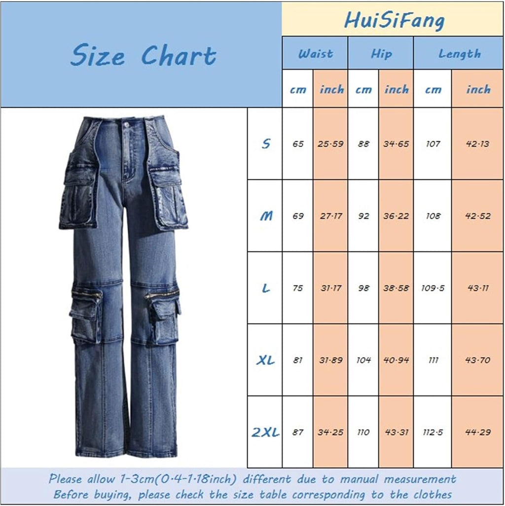 Women's Novelty Fashion Zip Side Slit High Waist Denim Jeans Pants with Multi Pockets