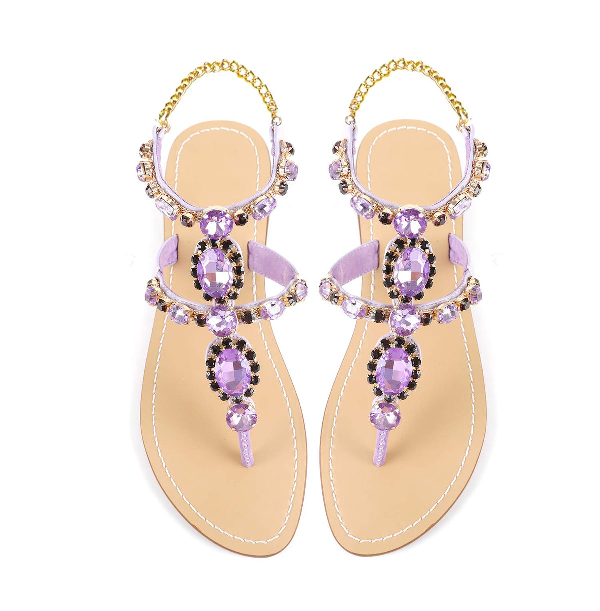 ZhuLinFeng Women'S Rhinestone Gladiator Sandals Flat Wedding Sandals Gem Pearl Sparkling Bridal Bridesmaid Sandals Blue Bohemian Sandals